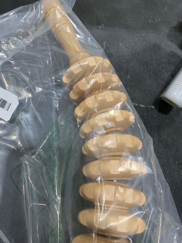 Photo 1 of Deston Manual Massage Stick, Curved Wooden Handheld Roller Trigger Point Massager for Fascia, Cellulite, Muscle & Abdomen, Body Therapy Massager, Belly Relief Tool, White