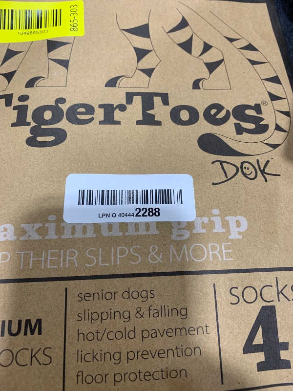 Photo 1 of DOK TigerToes Premium Non-Slip Dog Socks for Hardwood Floors - Extra-Thick Grip That Works Even When Twisted - Prevents Licking, Slipping, and Great for Dog Paw Protection - Size Medium