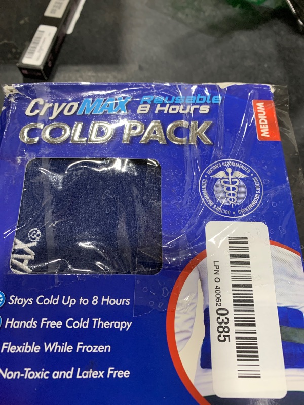 Photo 1 of Cryo-Max Cold Pack, 8 Hour Reusable Cold Therapy Ice Pack for Elbows, Knees, Neck + More, Medium, 6" x 12" (1 Count)