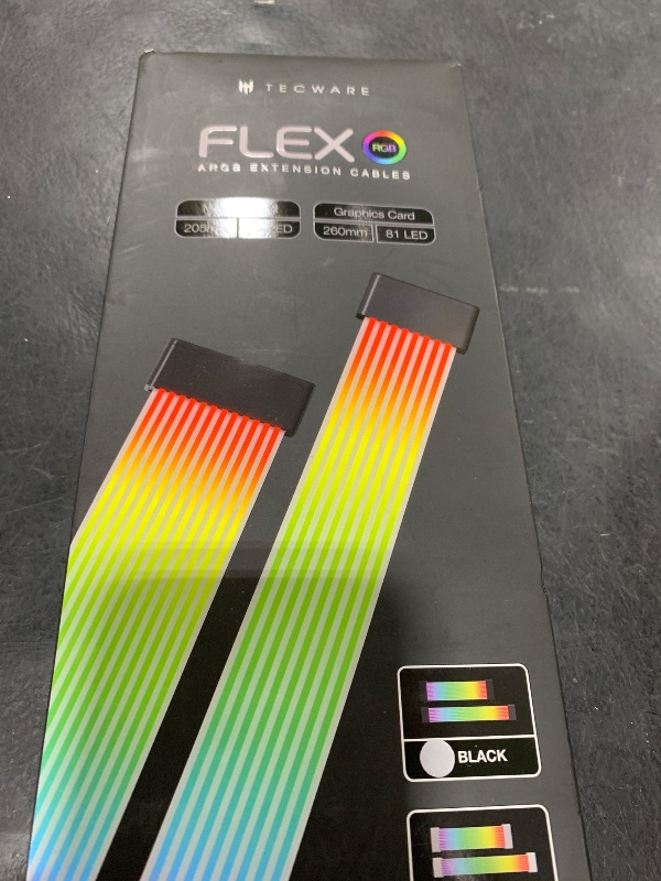 Photo 1 of TECWARE Flex RGB, Cable Cover Kit, Light Up LED Strip Set for PSU Extensions, 5V 3 Pin ARGB Sync, Compatible with 8-Pin or 16-Pin GPU Cable, 24-Pin Motherboard Cable, Black