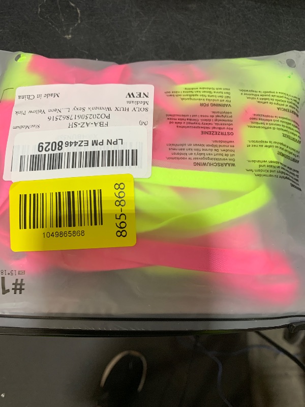 Photo 1 of SOLY HUX Women's Sexy Lingerie Set Sheer Mesh Cutout Bra and Panty Underwear Sets Neon Yellow Pink Medium