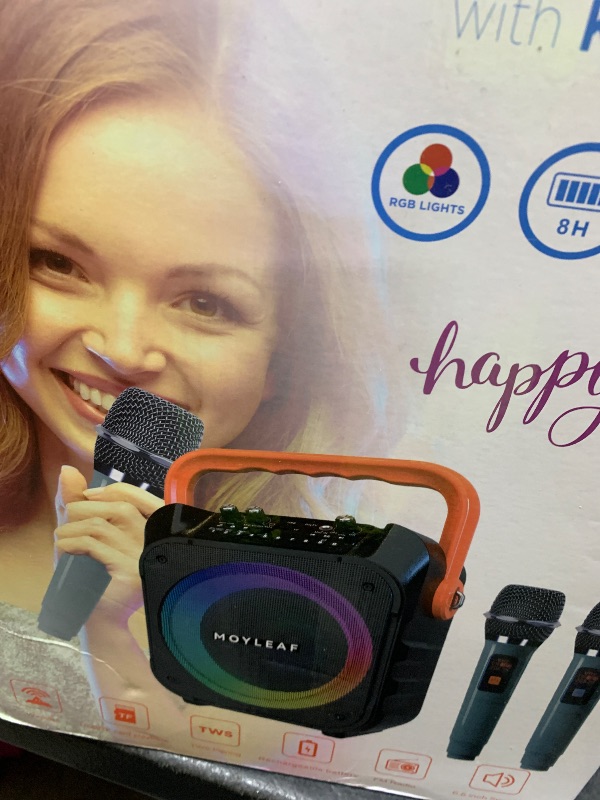 Photo 1 of Karaoke Machine with 2 Wireless Microphones,Portable Karaoke Machine for Adults & Kids,Karaoke Microphone with PA System,Karaoke Speaker Supports for TWS,USB,FM,REC,AUX in,TF Card