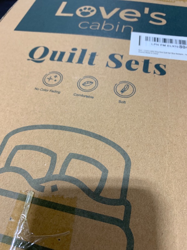 Photo 1 of Love's cabin King Size Quilt Set Blue Bedspreads - Soft Bed Summer Lightweight Bedspread Comforter - Modern Style Coin Pattern Coverlet for All Season - 3 Pieces (1 Quilt, 2 Pillow Shams)