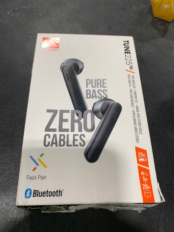 Photo 1 of JBL Tune 225TWS True Wireless Earbud Headphones - Pure Bass Sound, Bluetooth, 25H Battery, Dual Connect, Native Voice Assistant (Black)
