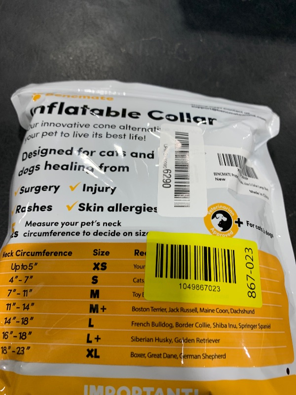 Photo 1 of BENCMATE Inflatable Dog Cone Collar Alternative, Soft Dog Cone for Small Medium Large Dogs and Cats, Neck Recovery ECollar Donut Collar After Surgery (Large, Blue)