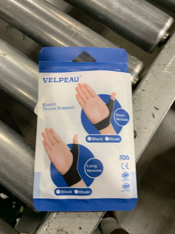 Photo 1 of VELPEAU Elastic Thumb Wrist Support Brace (Pack of 2), Splashproof Compression Sleeve for Arthritis Pain, Tendonitis, Sprains, Sports, Splint Liner, Fits Left & Right Hands (Short Version - Black, Large)