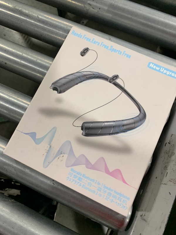 Photo 1 of Neckband Bluetooth Headphones Speaker 2-in-1?Wireless Wearable Speaker at lightest 99g weight with Retractable Earbuds, Portable Speakers and Headsets w/Bulit in Mic for Home, Office and Outdoors