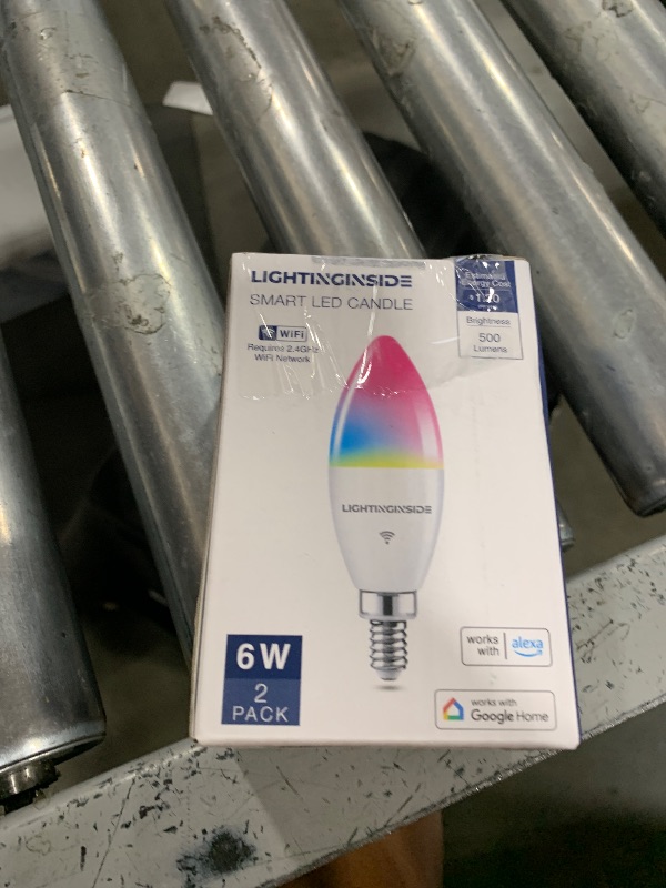Photo 1 of Lightinginside E12 Smart Light Bulbs 60W Equiv., Work with Alexa/Google Home/Smart Life, 500LM 6W RGBCW Candle Candelabra LED Light Bulbs, No Hub Required, 2.4G WiFi Bluetooth Bulb, ETL Listed, 2PCS