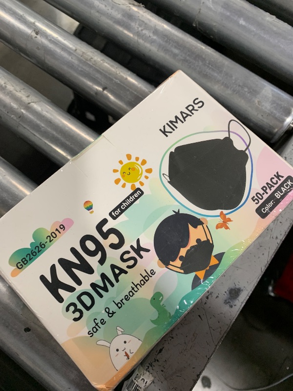 Photo 1 of KIMARS Kids KN95 Face Masks for Children 50 Pack, Breathable Comfortable and Disposable KN95 Mask, Black