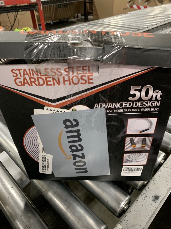 Photo 1 of Garden Hose 50 ft, Stainless Steel Water Hose with 10 Function Nozzle Flexible, Heavy Duty, Lightweight, No-Kink, Pet Proof, Puncture Proof Hose Metal for Yard, Outdoor