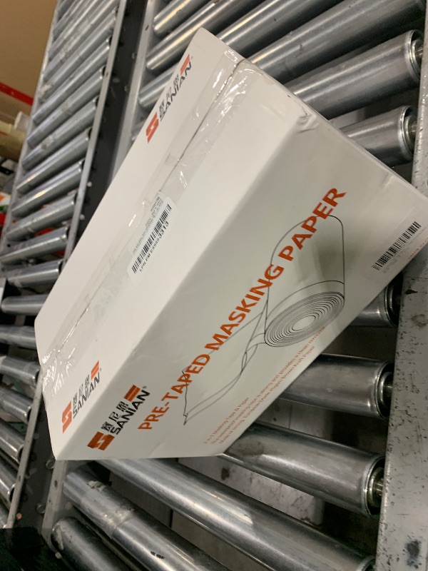 Photo 1 of sanian Painter's Pre-Taped Masking Paper and Masking Tape in one Kraft Paper Roll 8 Pack 12" x 65 Feet(Each roll) Total 520 feet Paper is PRE-Folded