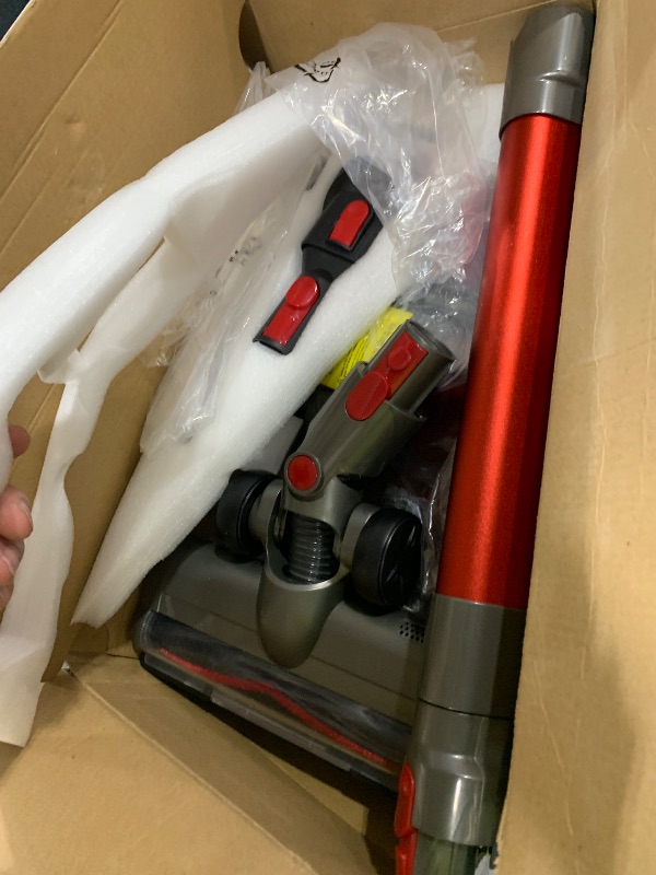 Photo 1 of Cordless Vacuum Cleaner,Vacuum Cleaners for Home with Super Suction,Lightweight Stick Vacuum with 35 Mins Runtime,Rechargeable Cordless Vacuum for Carpet, Tile, Pet Hair, Hardwood Floors(Dark Red)