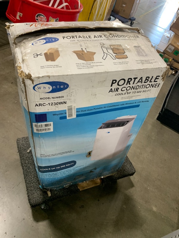 Photo 1 of Whynter Inverter Portable Air Conditioner 14,000 BTU with Dual Hose, Dehumidifier, Cooling Fan & Smart Wi-Fi for 600 Sq Ft Rooms, NEX ARC-1230WN (12,000 SACC), White