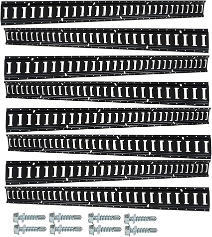 Photo 1 of 8 PCS Powder Coat Black E Track Tie Down Rail Kit 5 Foot Heavy Loads Up to 2000 lbs for Garages Van Trailers Motorcycle Tie Downs