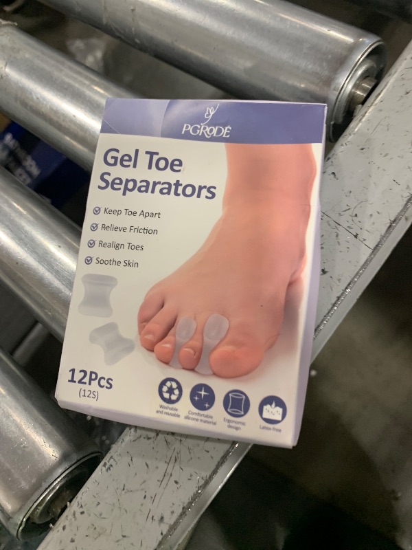 Photo 1 of PGRODE 12 Pack Gel Toe Separators Silicone Toe Spacers for Women Men Bunion Corrector Toe Pain Relief, Toe Alignment, Soft Toe Spacer for Crooked Toes, Overlapping Toes, Hammertoe Correction (Small)