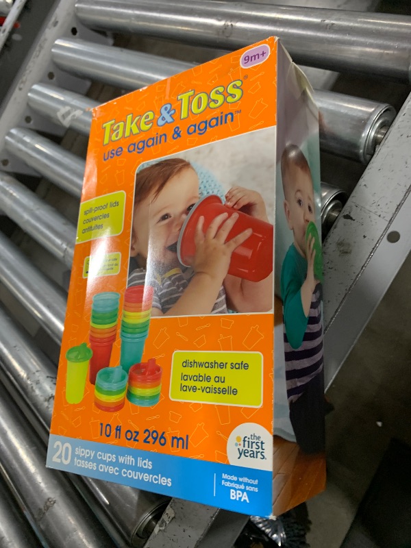 Photo 1 of The First Years Take & Toss Spill Proof Sippy Cups - Rainbow Party Pack - Reusable Toddler Cups - Kids Cups and Snap On Lids for Ages 9 Months and Up - 20 Count