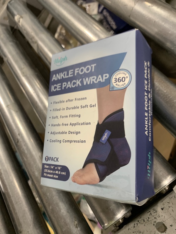 Photo 1 of Hilph Ankle Heel Ice Pack Wrap for Swelling & Achilles Tendonitis, Reusable Foot Gel Ice Pack Wrap Hot Cold Compression Therapy for Sprained Ankle & Plantar Fasciitis Pain Relief (Blue, 1 Pack)