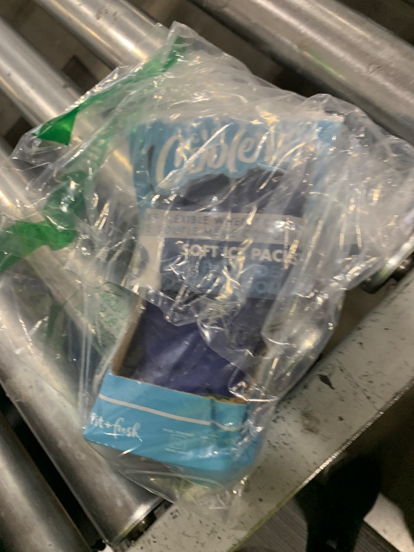 Photo 1 of Cool Coolers by Fit & Fresh 2 Pack Soft Ice, Flexible Stretch Nylon Reusable Ice Packs for Lunch Boxes & Coolers, Navy Sketch Weave & Blue