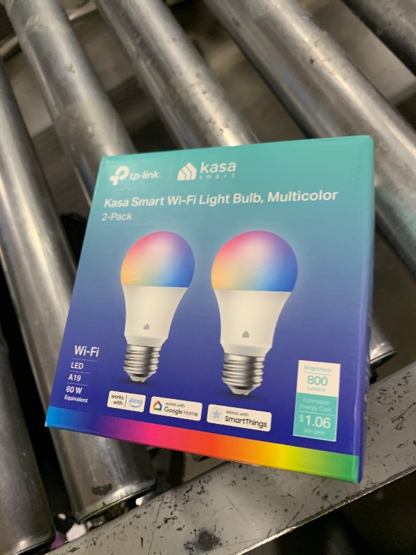 Photo 1 of Kasa Smart Light Bulbs, Full Color Changing Dimmable Smart WiFi Bulbs Compatible with Alexa and Google Home, A19, 60 W 800 Lumens,2.4Ghz only, No Hub Required, 2-Pack (KL125P2), Multicolor
