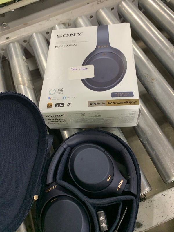 Photo 1 of Sony WH-1000XM4 Wireless Premium Noise Canceling Overhead Headphones with Mic for Phone-Call and Alexa Voice Control, Midnight Blue WH1000XM4