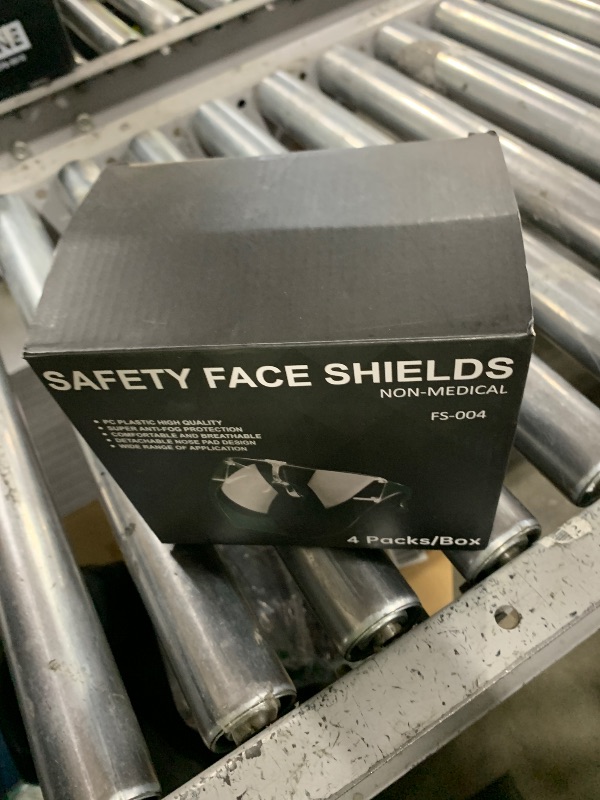 Photo 1 of Face Shield with Glasses 4 Pack, Anti -Fog Clear Face Mask Full Face Protection Splash Guard Reusable Breathable See Through Goggles Plastic Face Shields for Adults Working for Grinding and Cutting
