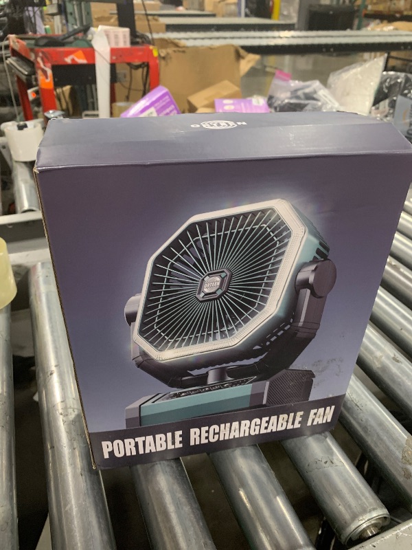 Photo 1 of Orteen Rechargeable 9-Inch Portable Table Fan, 20000mAh Battery Powered Camping Fan with Auto Oscillation, Remote Control, LED Light, Hook - 20000mAh-Yellow