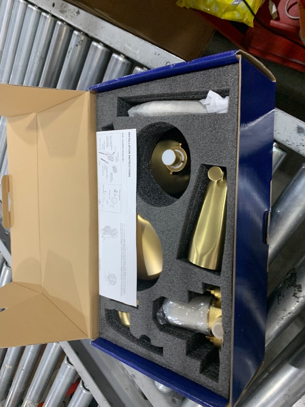 Photo 1 of L829-3 Brushed Gold Shower Faucet Set - Complete Dual Shower Head & Handheld Combo, Tub Spout & Trim Kit