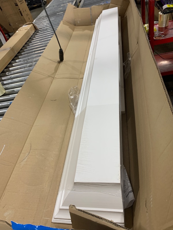 Photo 1 of WELLAND 72-Inch Fireplace Mantel Shelf Wall Mounted,White Corona Crown Molding Ledge Floating Shelf, Pinewood