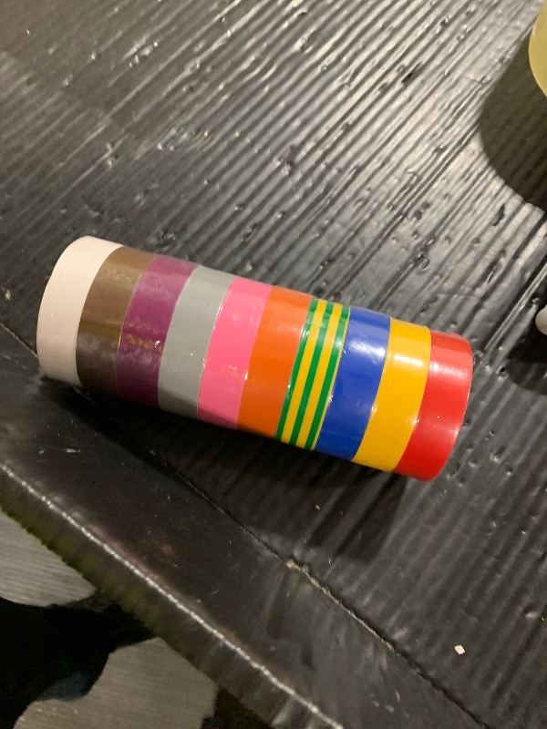 Photo 1 of Meoarcx Colored Electrical Tape Vinyl PVC-10 Pack 3/4 in x 60 Ft 5 Mil Waterproof Electric Tape Flame Retardant,Heat Resistant Insulation Tape Indoor Outdoor Wire Wrapping Rainbow Multicolor