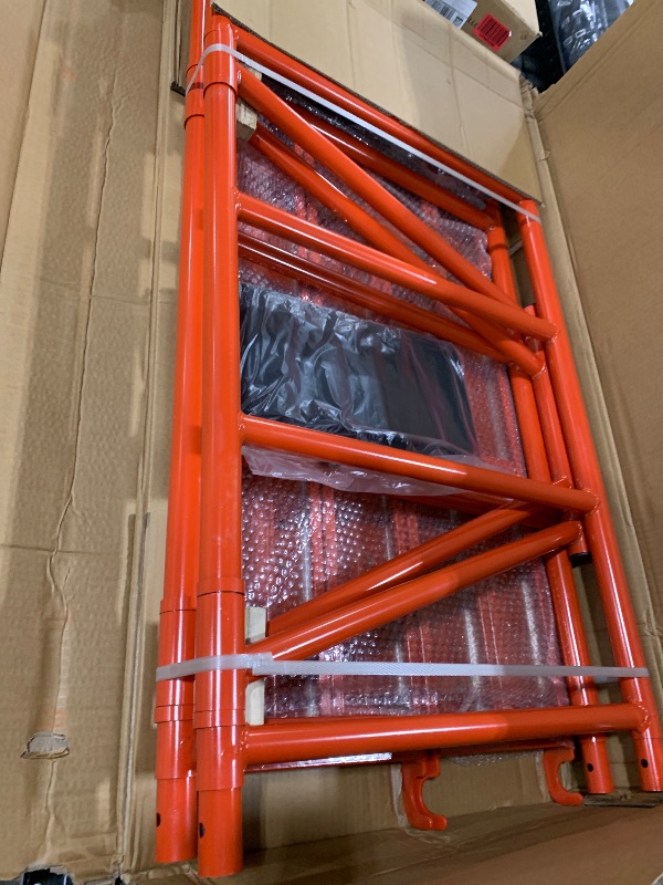 Photo 1 of LEADALLWAY Scaffolding Platform 4 Foot High Mobile Baker Scaffolding 770 LBS Capacity with Locking Wheels and Tool Bag, Red
