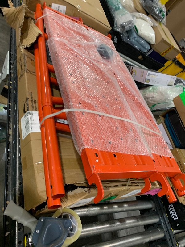 Photo 1 of LEADALLWAY Scaffolding Platform 4 Foot High Mobile Baker Scaffolding 770 LBS Capacity with Locking Wheels and Tool Bag, Red