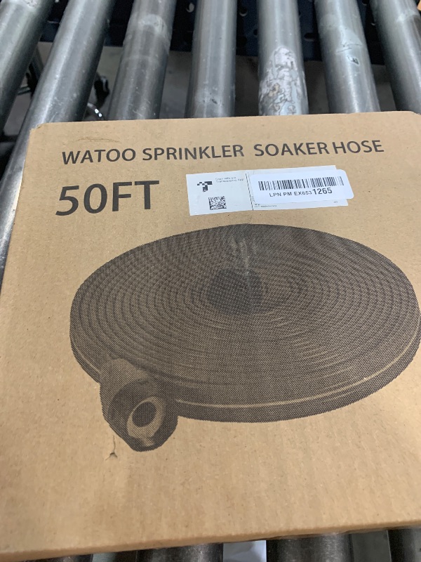 Photo 1 of Watoo 2025 Sprinkler Hose & Soaker Hose for Yard - 50 FT Reinforced Flat Garden Hose with Holes, Heavy Duty No-Kink Lawn Irrigation Hose (Includes Stakes, High Pressure Spray)