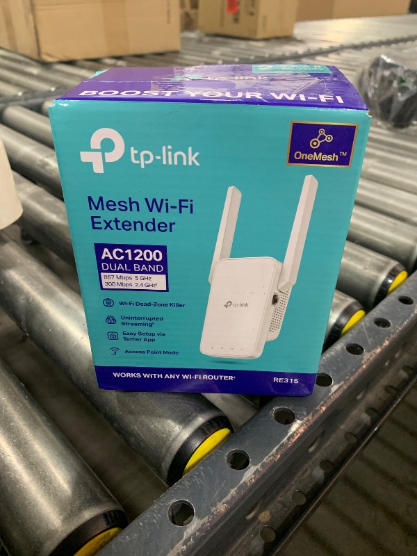 Photo 1 of TP-Link AC1200 WiFi Extender, 2025 Wirecutter Best WiFi Extender, 1.2Gbps Home Signal Booster, Dual Band 5GHz/2.4GHz, Up to 1600 Sq.ft and 32 Devices, EasyMesh Compatible, One Ethernet Port (RE315)