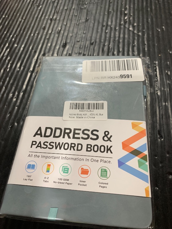 Photo 1 of Address Book, Address and Password Keeper Book with Alphabetical Tabs, Hardcover Telephone Book Address Organizer Record with Pocket, Colored Pages, 5.3" x 7.7", Blue
