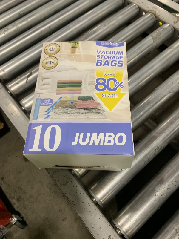 Photo 1 of 10 Pack Jumbo Vacuum Storage Bags with Hand Pump, 80% Storage Space Saving, Sturdy Leak-Free Space Saver Vacuum Seal Bags for Clothing, Vacuum Compression Bags for Travel Lugggage Blankets Comforters