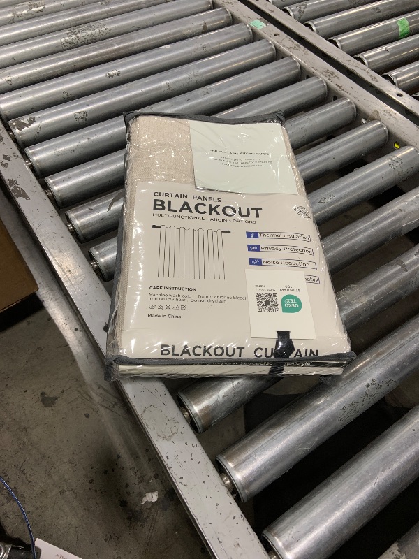 Photo 1 of 100% Blackout Shield Linen Blackout Curtains for Bedroom 84 Inches Long, Back Tab/Rod Pocket Living Room Drapes, Thermal Insulated Blackout Curtains 2 Panels Set, 50" W x 84" L, Cream