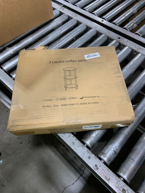 Photo 1 of ITEM IS MISSING PARTS, UNSURE WHAT PARTS ARE MISSING ------------------------------------------RISWER Small Round Side Table - 3-Tier Oval Accent Table for Small Spaces, Rustic Wood and Metal Couch End Table, Nightstand for Bedroom or End Table Living Roo