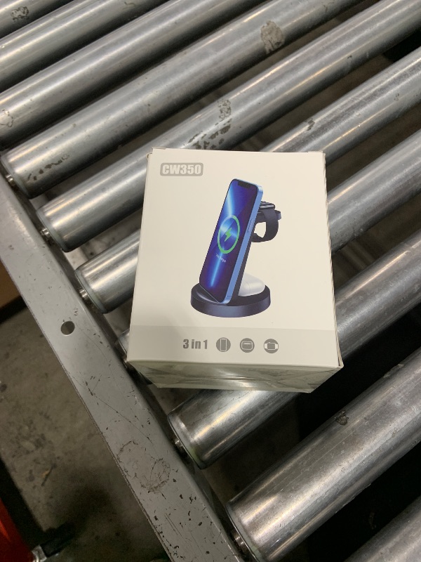 Photo 1 of 3 in 1 Charging Station for iPhone, Wireless Charger for iPhone 16e 16 15 14 13 12 11 X Pro Max & Apple Watch - Wireless Charging Station for AirPods 4 3 Pro