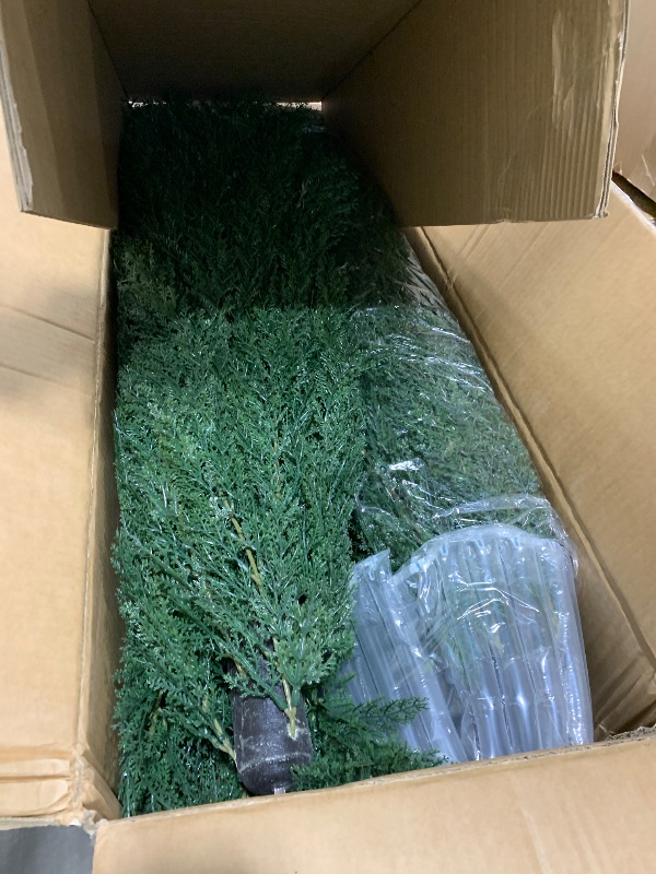 Photo 1 of THE BLOOM TIMES 6ft Topiary Trees Artificial Outdoor Set of 2, UV Resistant Faux Cedar Pine Cypress Bushes & Shrubs, Fake Plants for Front Porch Outside Planter Patio Decor 6 Foot Tall