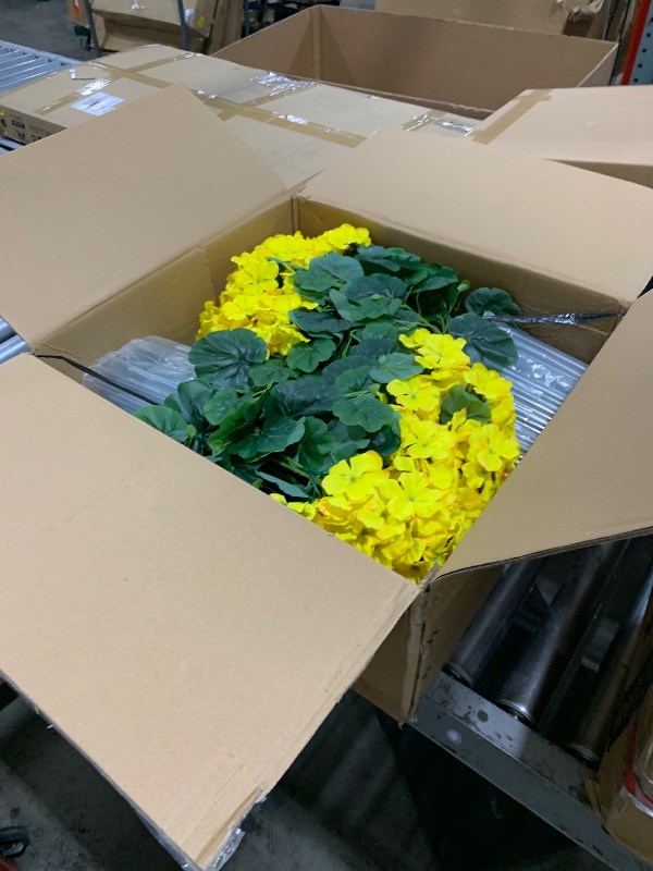 Photo 1 of QIANYUN Artificial Topiary for Outdoors- 20” Potted Plant Fake Geraniums Bush-UV Resistant Artificial Outdoor Plant for Front Porch, Garden, Yard, Patio Decor (Yellow)