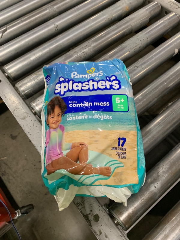 Photo 1 of Pampers Swim Diapers - Splashers - Size 5+, 17 Count, Gap-Free Disposable Baby Swimming Pants