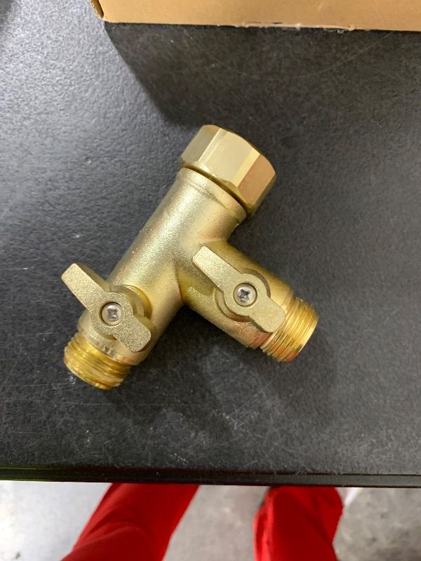 Photo 1 of Hose Splitter 2 Way Heavy Duty Brass Garden Hose Splitter with 304 Stainless Steel Long Handle Outdoor Full Flow Hose Splitter Connector,Y Valve 3/4 Inch GHT Thread