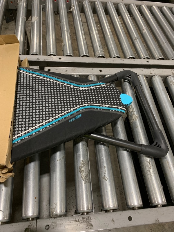 Photo 1 of Minky Homecare Ergo Plus Prozone Ironing Board Made in UK Freestanding Full Size Iron Table with Heat Reflective Cover, Thick Felt Underlay and Large 48" x 15" Ironing Surface (Gunmetal and Blue)
