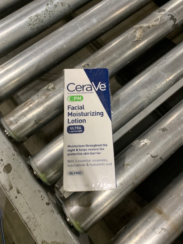Photo 1 of CeraVe PM Facial Moisturizing Lotion, Night Cream with Hyaluronic Acid and Niacinamide, Ultra-Lightweight, Oil-Free Moisturizer for Face, 3 Ounce