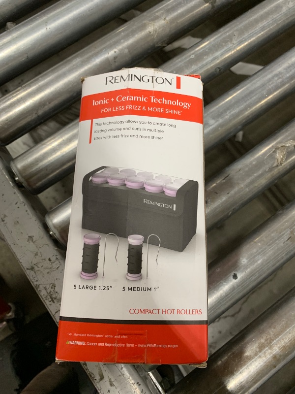 Photo 1 of Remington Compact Ceramic Dual Voltage Hot Rollers for Long and Short Hair, Hair Setters, Hair Curlers, 1-1 ¼" Purple/Black, 10 Piece Set