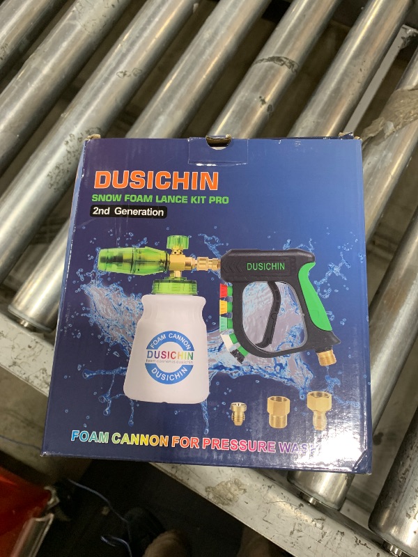 Photo 1 of DUSICHIN Pressure Washer Gun with Foam Cannon,4000 PSI Car Wash Kit Snow Foam Lance Sprayer with 1/4" Quick Connector and 5 Nozzle Tips,1L Bottle DUS2702