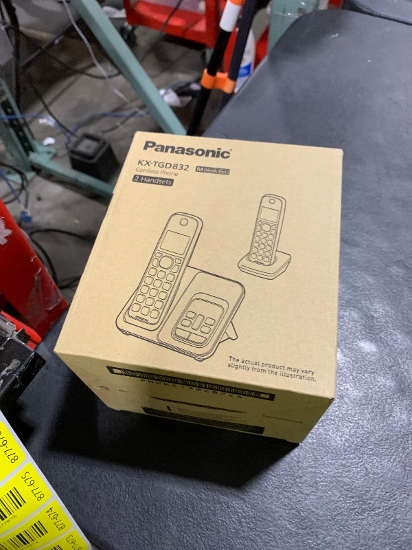 Photo 1 of Panasonic Cordless Phone with Answering Machine, Advanced Call Block, Bilingual Caller ID and Easy to Read High-Contrast Display, Expandable System with 2 Handsets - KX-TGD832M (Metallic Black)