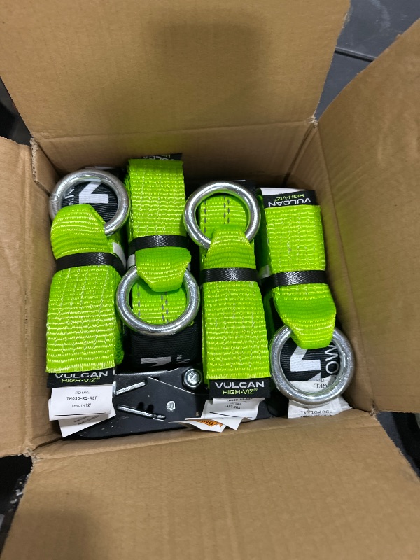 Photo 1 of VULCAN Car Rim Tie Downs with Ratchets - 2 Inch x 144 Inch - 4 Pack - High-Viz - 3,300 Pound Safe Working Load