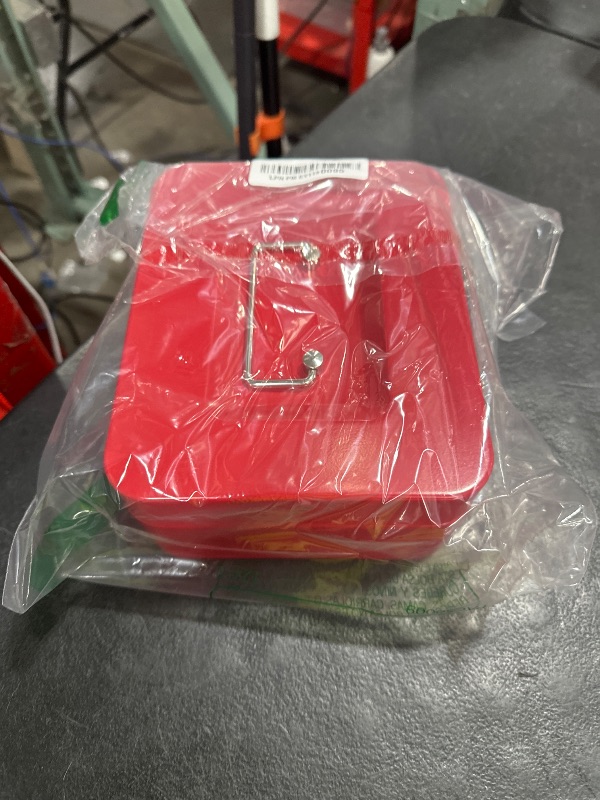 Photo 1 of KYODOLED Medium Cash Box with Combination Lock Safe Metal Money Box with Money Tray for Security Lock Box 7.87"x 6.30"x 3.54" Red Medium