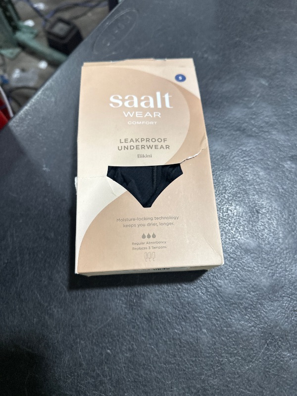 Photo 1 of saalt Comfort Modal Bikini Period Underwear - Regular Absorbency - Comfortable, Thin, and Keeps You Dry from All Leaks (Small, Volcanic Black)